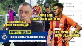 KABAR BAIK DARI WILLIAM! Kesempatan Arema Kalahkan Borneo! Alasan Datangkan Brandon Scheunemann