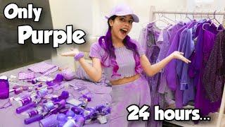 Using Only *PURPLE* Things for 24 hours Challenge!! *I purple you* 