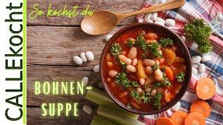 Bohnensuppe mit Gemüse und Kartoffeln. Bohneneintopf nach Omas Rezept