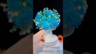 DIY gift blue ribbon rose flower #handmadegifts #flowers #gift #ribbon #rose #handmadecraft #diy