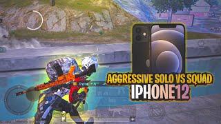 AGGRESSIVE SOLO VS SQUAD  IPHONE 12 SMOOTH + EXTREME PUBG / BGMI TEST 2023️4 FINGER GAMEPLAY