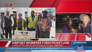 CLT airport workers strike during busy travel season