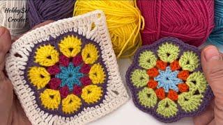 Amazing! Crochet African Flower Granny Square /  Crochet Flower