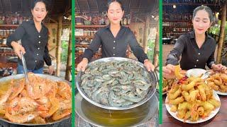 "Fry Shrimp Crispy" Mommy Chef Sros prepare fry shrimp and cook crispy recipe | Cooking with Sros