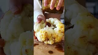 Whole roasted Cauliflower w/ Tofu Feta & Chimichurri #vegan #christmas #healthyfood #cauliflower