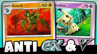 Anti EX & V Deck Takes HUGE Knockouts with Golurk & BLOCKS With Mimikyu!