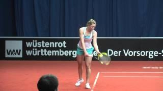 Carina Witthoeft service + return game vs Tsvetana Pironkova @ Porsche Tennis Grand Prix 2012