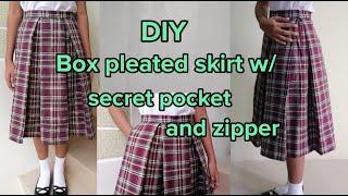DIY Box Pleated Skirt // How To Sew Box Pleated Skirt w/ Pocket & Zipper