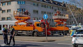 Stromabnehmer von KVB-Bahn bleibt in Oberleitung hängen und reißt Straßenlaterne mit | 02.03.2021