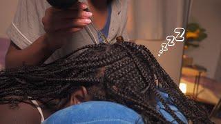 ASMR | Real Person Scalp Oiling on Braids ️ Scalp Attention & Care ~ whispered