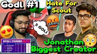 JONATHAN ~ Biggest Creator In India   Lolzz Angry On Hate For Scout #5 Goli Godl #1 In ESL 