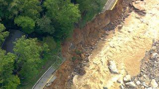 Aerials show damages in Chimney Rock following Helene