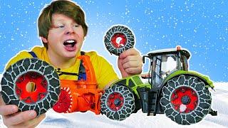 Ремонт машин: улучшаем трактор со снегоочистителем! Мультики про машинки для мальчиков