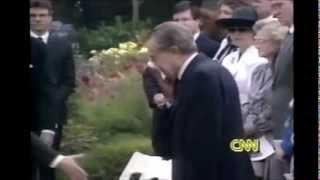 Richard Nixon crying at Pat Nixon's funeral