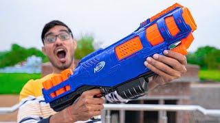 Unboxing Large Nerf Gun & Testing | महंगा है पर मस्त है | Very Awesome