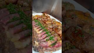 Steak with peppercorn sauce and crispy smashed potatoes  #Shorts