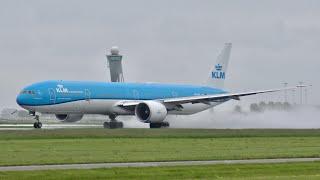 [4K] HEAVY WET Departures from the Polderbaan | Amsterdam Airport Schiphol Plane Spotting