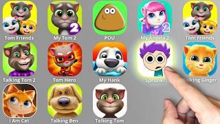 Talking Tom,Tom Hero,Pou,Sprunki Incredibox Squid Game,Ginger, I Am Cat,My Hank,Angela,Tom Friends