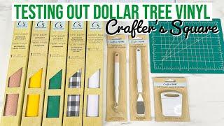 TESTING OUT & REVIEWING DOLLAR TREE CRAFTER'S SQUARE PRODUCTS - VINYL, TRANSFER TAPE, & TOOLS!