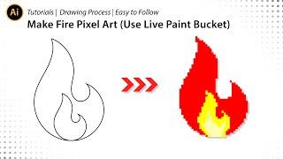 Drawing Process Fire Pixel Art - Adobe Illustrator Tutorial