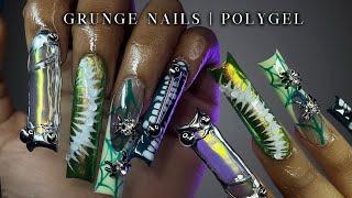 EARTHY GRUNGE POLYGEL NAILS  Nail Art Tutorial | Gemini Inspired Nails