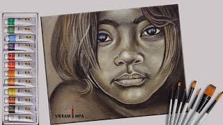 How to draw Cute Girl Child Acrylic Portrait Painting / by VIKRAM MFA