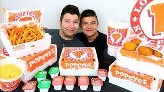 My Little Brother Tries Popeyes For The First Time • MUKBANG