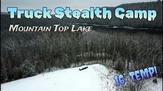 Truck Stealth Camp - Mountain Top Lake - Cold Weather Softopper Truck Camping - No Build Setup