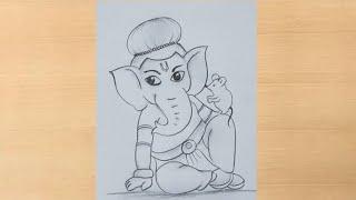 pencil drawing of baal ganesha / easy baal ganesh drawing / lord ganpati bappa