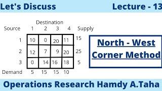 North-West Corner Method ,Operations Research by Hamdy A.Taha