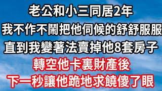 老公和小三同居2年，我不作不鬧把他伺候的舒舒服服，直到我變著法賣掉他8套房子，轉空他卡裏財產後，下一秒讓他跪地求饒傻了眼