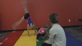 Tumbling toddlers at Miss Kelly's Gym in Creve Coeur