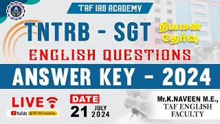 TNTRB - SGT | ஆசிரியர் நியமனத் தேர்வு | ORIGINAL EXAM ENGLISH ANSWER KEY | TAF IAS ACADEMY