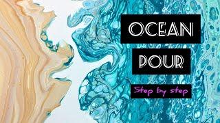 18 - Ocean Pour Painting - PAINT ALONG - Full Length Tutorial - Step by Step