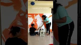 Painting a Huge Canvas for a Cafe  #youtubeshorts #shorts