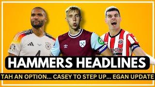 CASEY TO STEP UP | EGAN UPDATE | TAH INTEREST | HAMMERS HEADLINES | WEST HAM