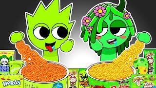 SPRUNKI -  OWAKCX x Vineria Convenience Store GREEN Food Mukbang ASMR | Animation