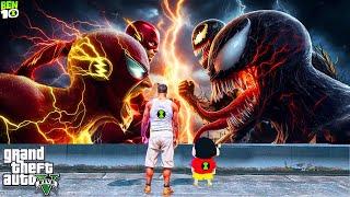 Shinchan Flash VsEvil Venom Epic Fight To Save Avengers , Franklin & Shinchan In GTA 5 Telugu