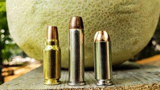 WICKED PISTOL ROUNDS vs CANTELOUPE - 7.5FK vs 357MAG vs 10MM