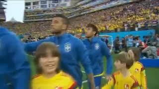 Seleção Brasileira entrando em campo ao som de AMARELO, AZUL E BRANCO