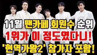 트로트 가수 "11월 팬카페 회원수 순위 발표" 1위가 이 정도였다니! 현역가왕2 참가자도 포함! 아파트만큼 대박이네!