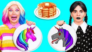 Pancake Art Challenge with Wednesday Addams | Funny Moments by DuKoDu Challenge