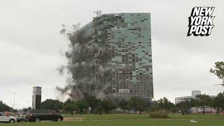 WATCH: Hurricane-damaged Hertz Tower implodes in Lake Charles, Louisiana