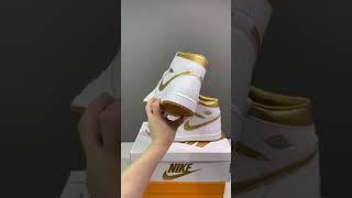 Nike women's shoes Air Jordan 1 High AJ1 white gold yellow retro high-top basketball shoes FD2596-10