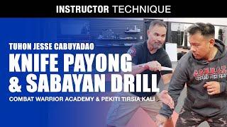 PAYONG KNIFE TECHNIQUES & KNIFE SABAYAN in Filipino Martial Arts | Pekiti Tirsia Kali | Eskrima