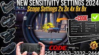 PUBG MOBILE SCOPE SETTINGS IN 2024  | PUBG/BGMI SCOPE SENSITIVITY SETTINGS 2X 3X 4X 6X 8X IN 2024