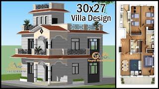 30'-0"x27'-0" 2 Floor Classic 3D Villa Design |  Villa Design | Gopal Architecture