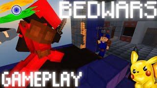 Playing solo bedwars on mobile| pojav launcher | pikanetwork