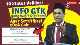 Status Validasi pada INFO GTK Yang Wajib Anda Pahami Agar Sertifikasi 2024 Bisa Cair