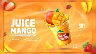 Mango Juice Social Media Banner Design | Adobe Photoshop Tutorial